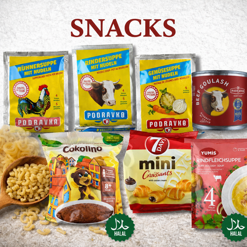 Fix und fein. Schnelle Suppen und Rindergulasch von Podravka, Yumis. Süße Snacks und Cokoliino für die Kinder.