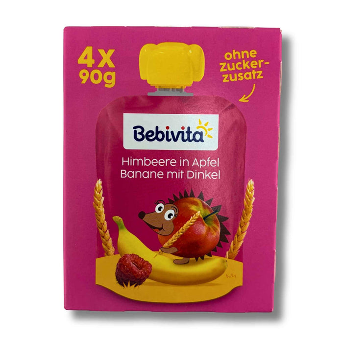 Bebivita Quetschies Himbeer in Apfel Banane mit Dinkel 4 × 90 g