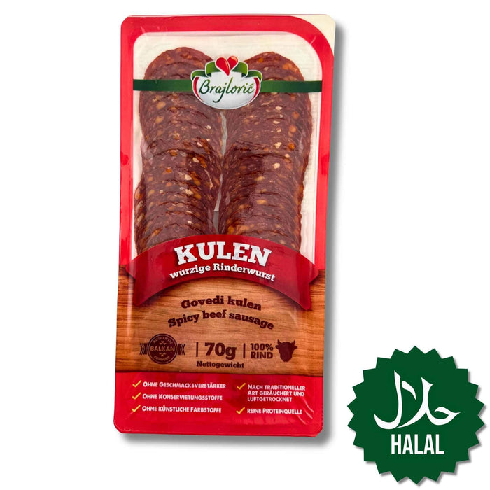 Brajlović Kulen würzige Rinderwurst 70 g – pikante Balkan Wurst aus Rindfleisch