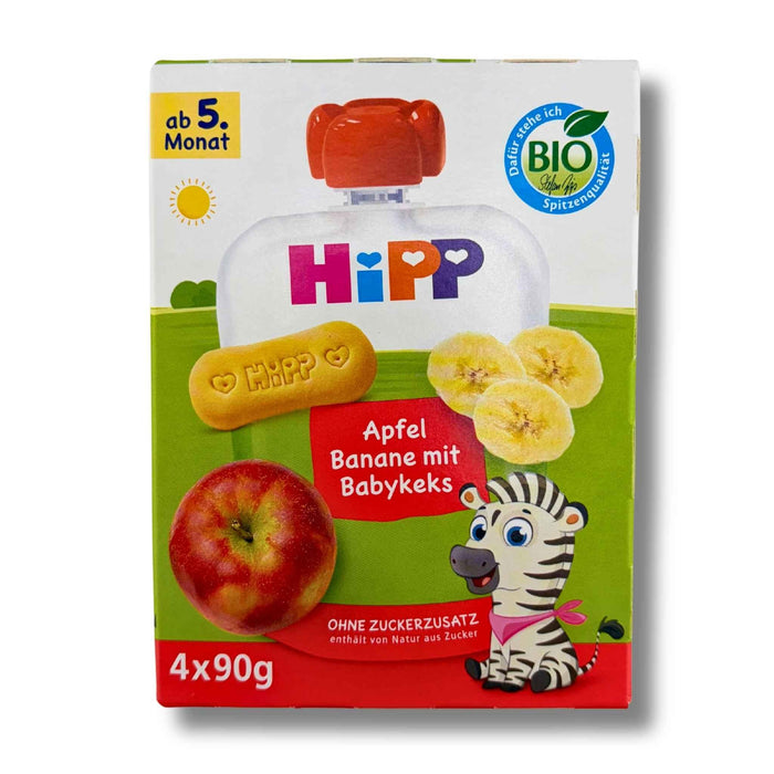 HiPP Quetschies Apfel Banane und Babykeks 4 x 90 g