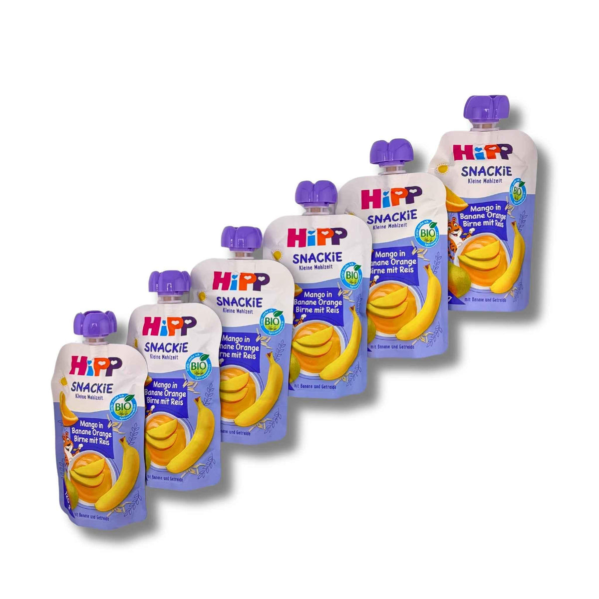 HiPP Quetschies Mango Banane Birne mit Reis 6 × 120 g