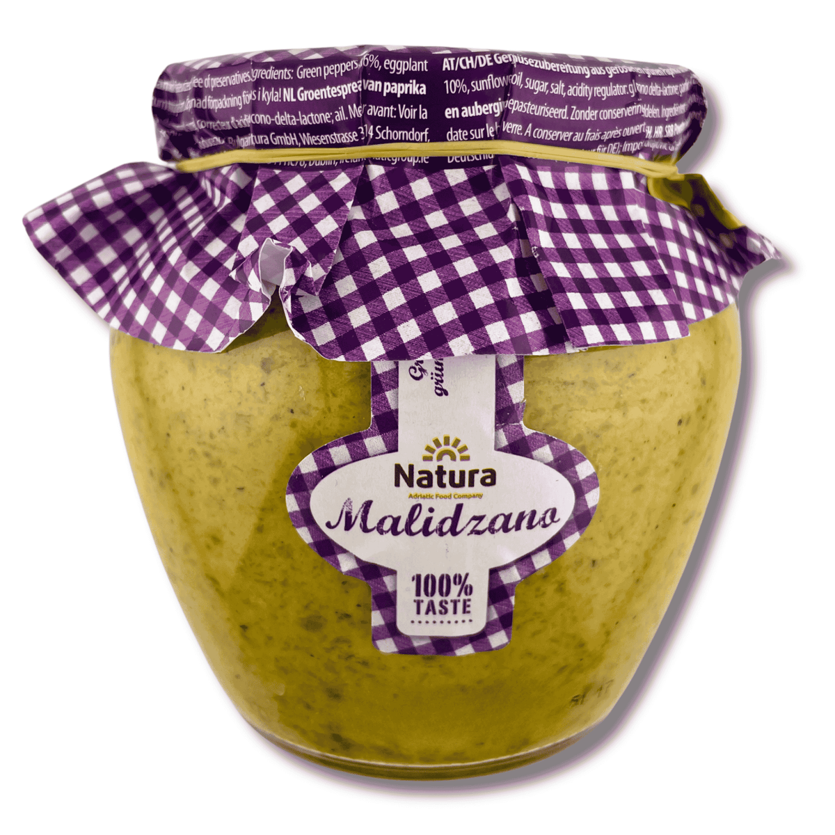 Natura Malidzano 540 g – grüner Ajvar aus gerösteten Paprika und Auberginen im Glas