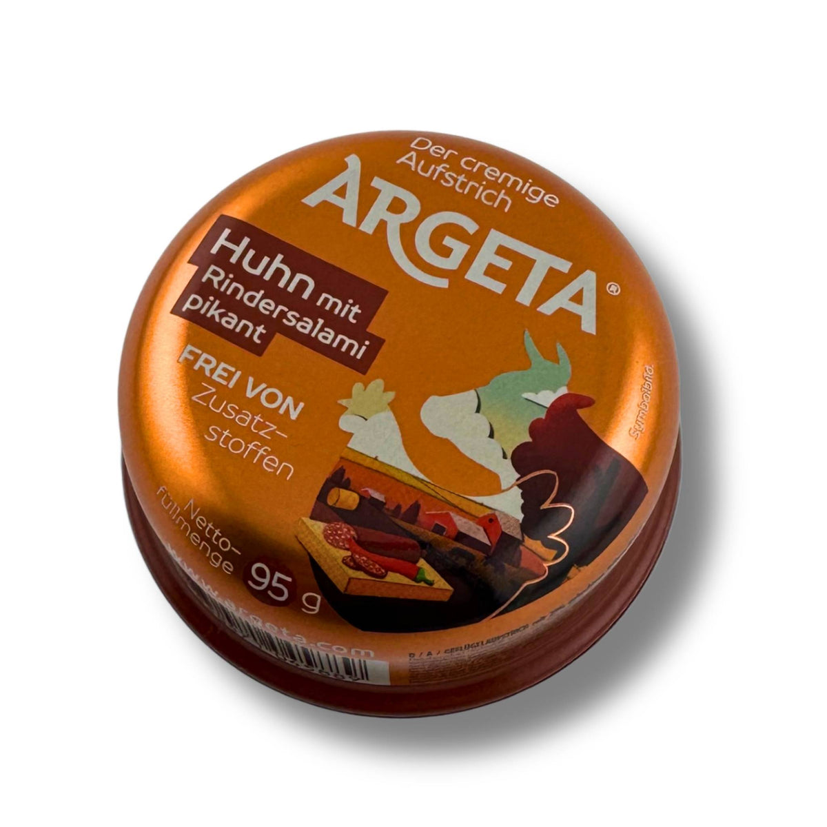 Argeta Huhn mit Rindersalami pikant 95 g Dose – würziger cremiger Brotaufstrich