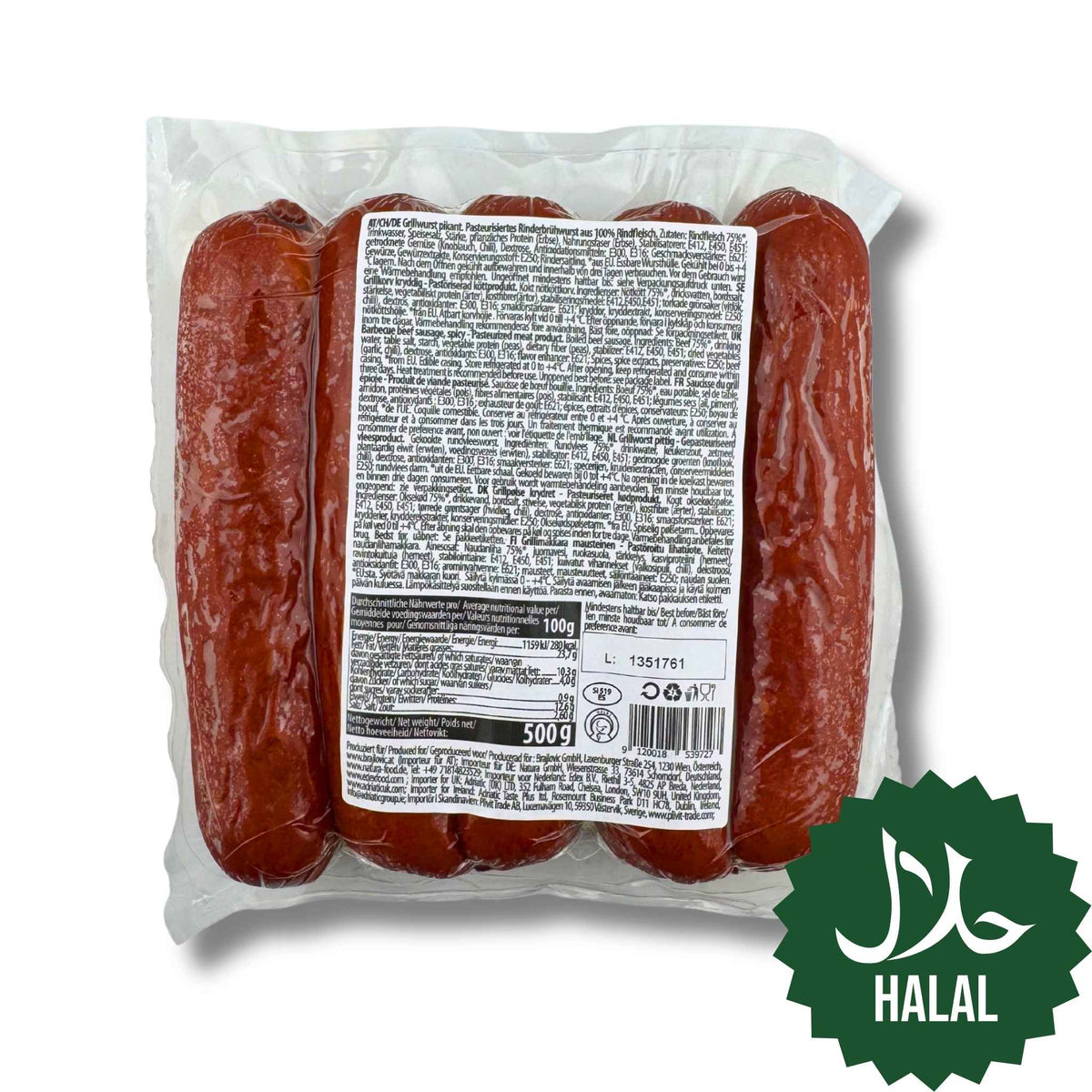 Brajlovic Grillwurst Rind Pikant 500g – würzige Rinder-Grillwurst, ideal zum Braten oder Grillen