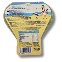 Rückseite der HiPP Nudeln mit Wildlachs Portionsschale mit Zutaten und Nährwerten