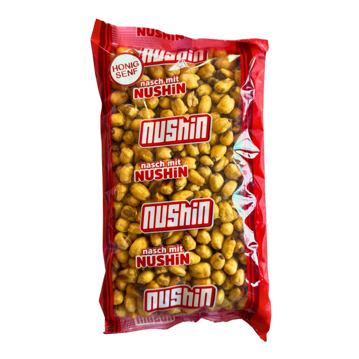 Nushin Snack Mais geröstet Honig Senf 200 g – knusprige Maiskörner mit Honig-Senf-Würzung