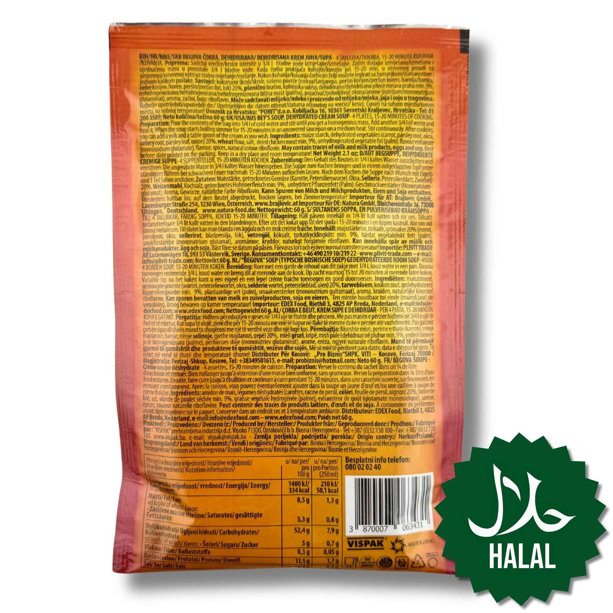 Vispak Begova Čorba Kaisersuppe Halal 60 g – traditionelle Balkan-Suppe