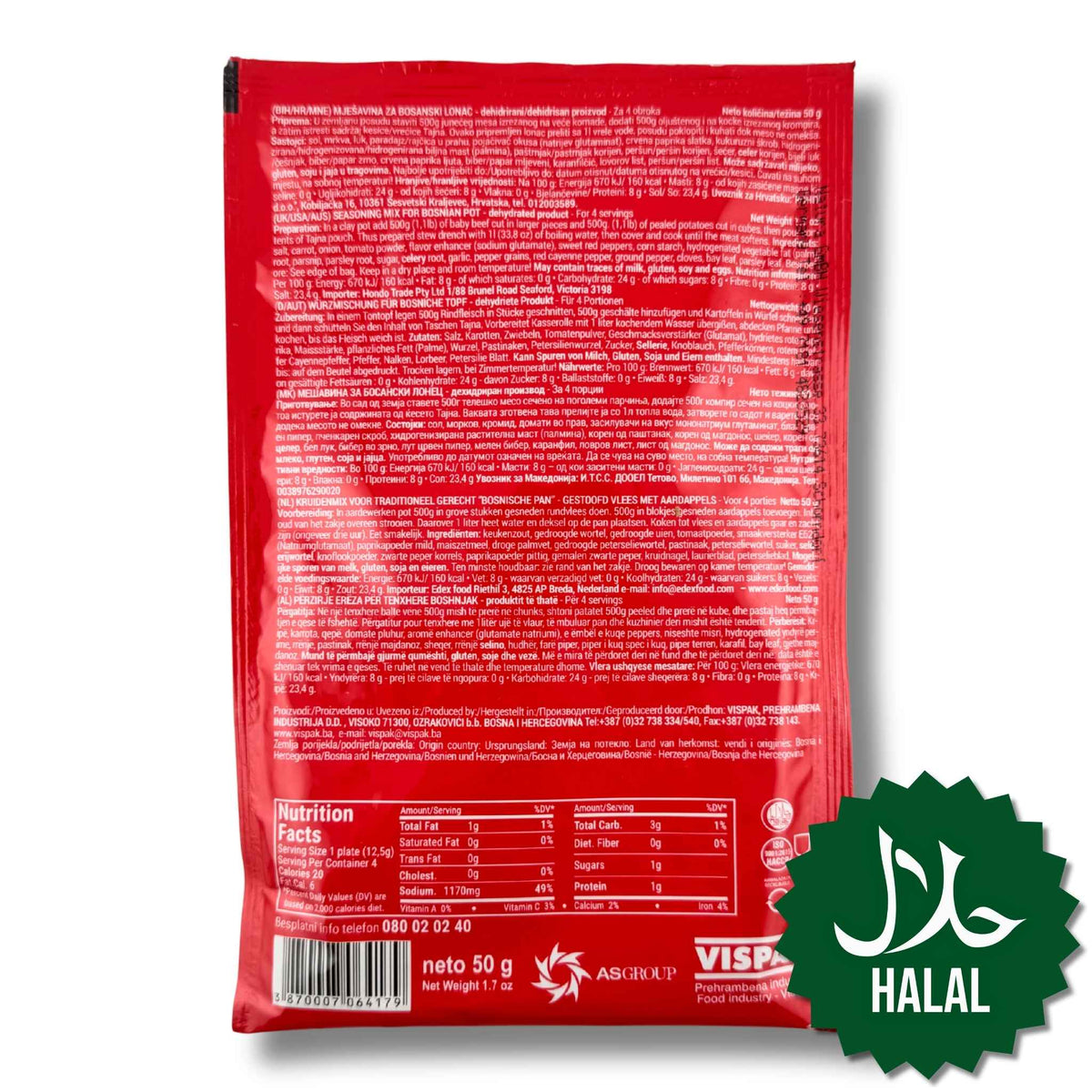 Vispak Tajna Bosanski Lonac Halal 50 g – Würzmischung für traditionellen bosnischen Eintopf