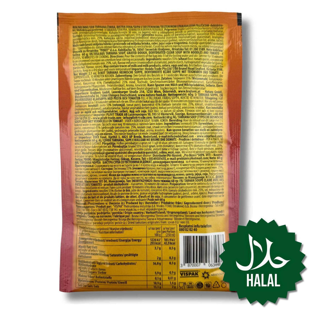 Vispak Tarhana Suppe Halal 60 g – traditionelle Balkan-Suppe