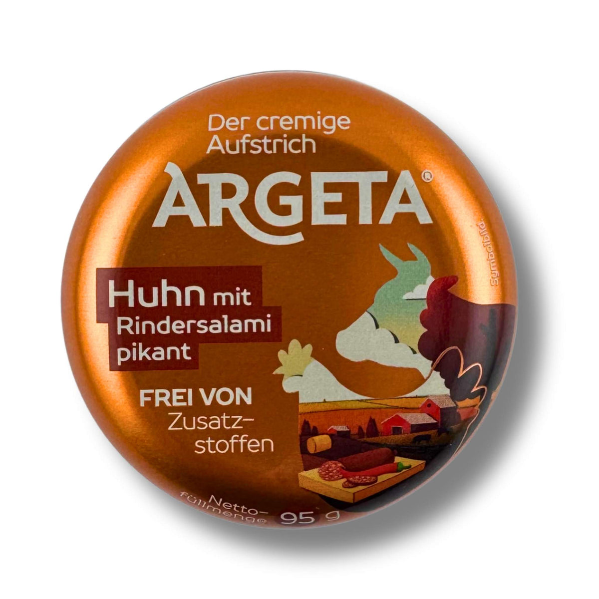 Argeta Huhn mit Rindersalami pikant 95 g Dose – würziger cremiger Brotaufstrich