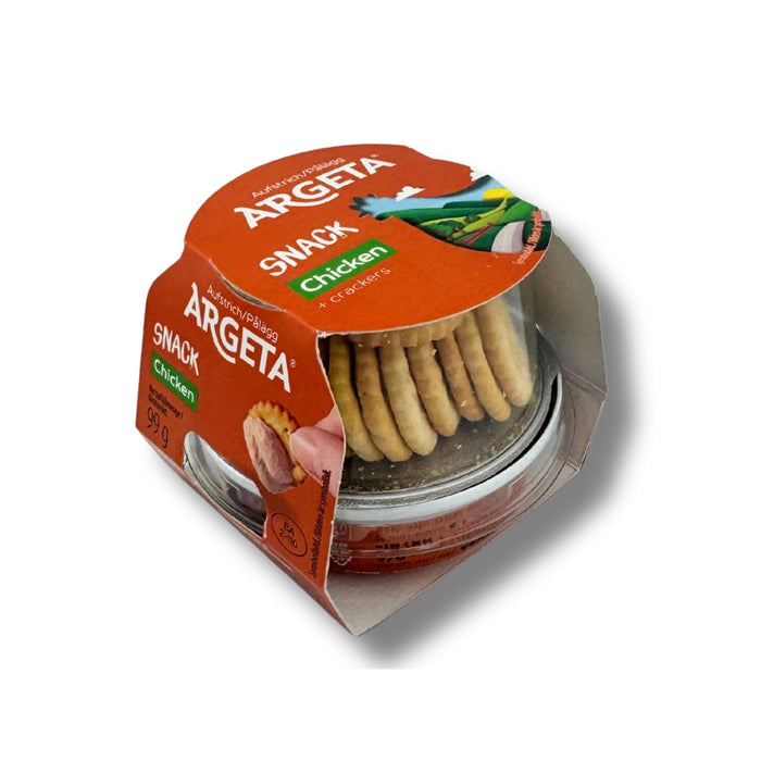 Argeta Snack Chicken + Cracker 99g – Hühner-Aufstrich mit Crackern in praktischer Dose, ideal für unterwegs