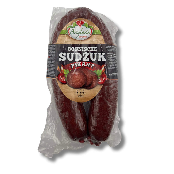 Brajlovic Bosnaski Sudzuk pikant 400g – scharf gewürzte bosnische Knoblauchwurst nach Sucuk-Art