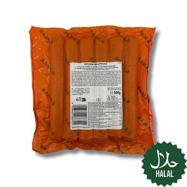 Halal Kamar Geflügelbratwurst Sucuk Style 500g – würzige Geflügelwurst nach Sucuk-Art mit Knoblauch
