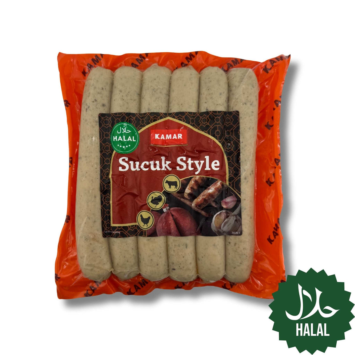 Halal Kamar Geflügelbratwurst Sucuk Style 500g – würzige Geflügelwurst nach Sucuk-Art mit Knoblauch