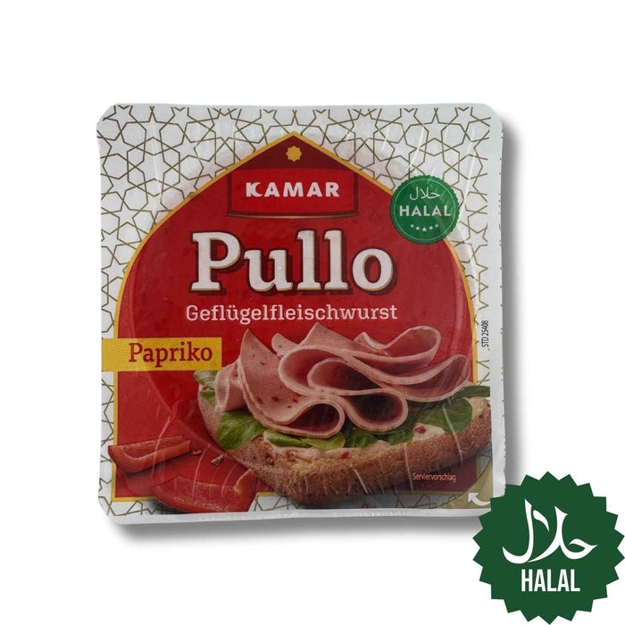 Halal Kamar Pullo Geflügelfleischwurst 200g mit Paprika – Geflügelwurst türkische Art