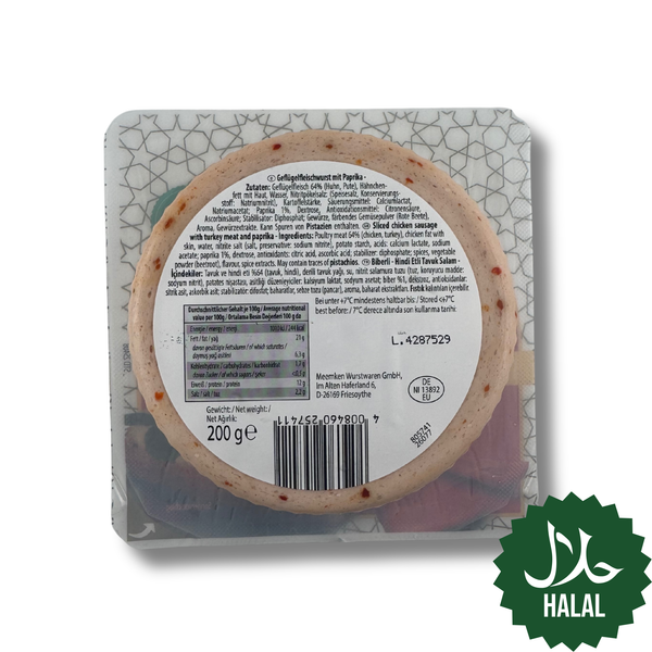 Kamar Pullo Geflügelfleischwurst mit Paprika 200g Halal