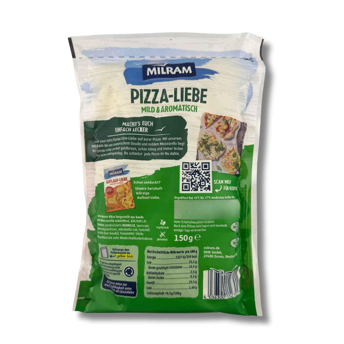 Milram Pizza Liebe 150g – geriebener Käse-Mix für Pizza und Aufläufe