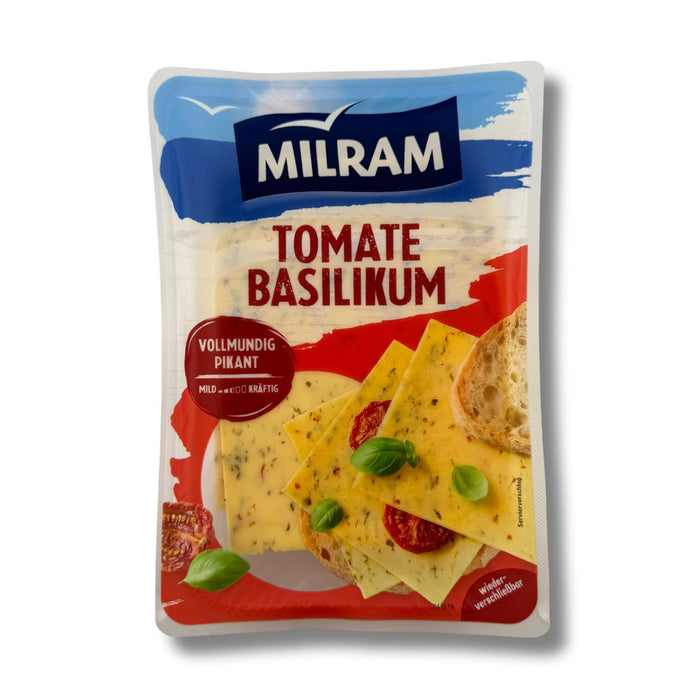 Milram Tomate Basilikum 150 g – vollmundig-pikanter Käse mit Tomate und Basilikum als Brotbelag
