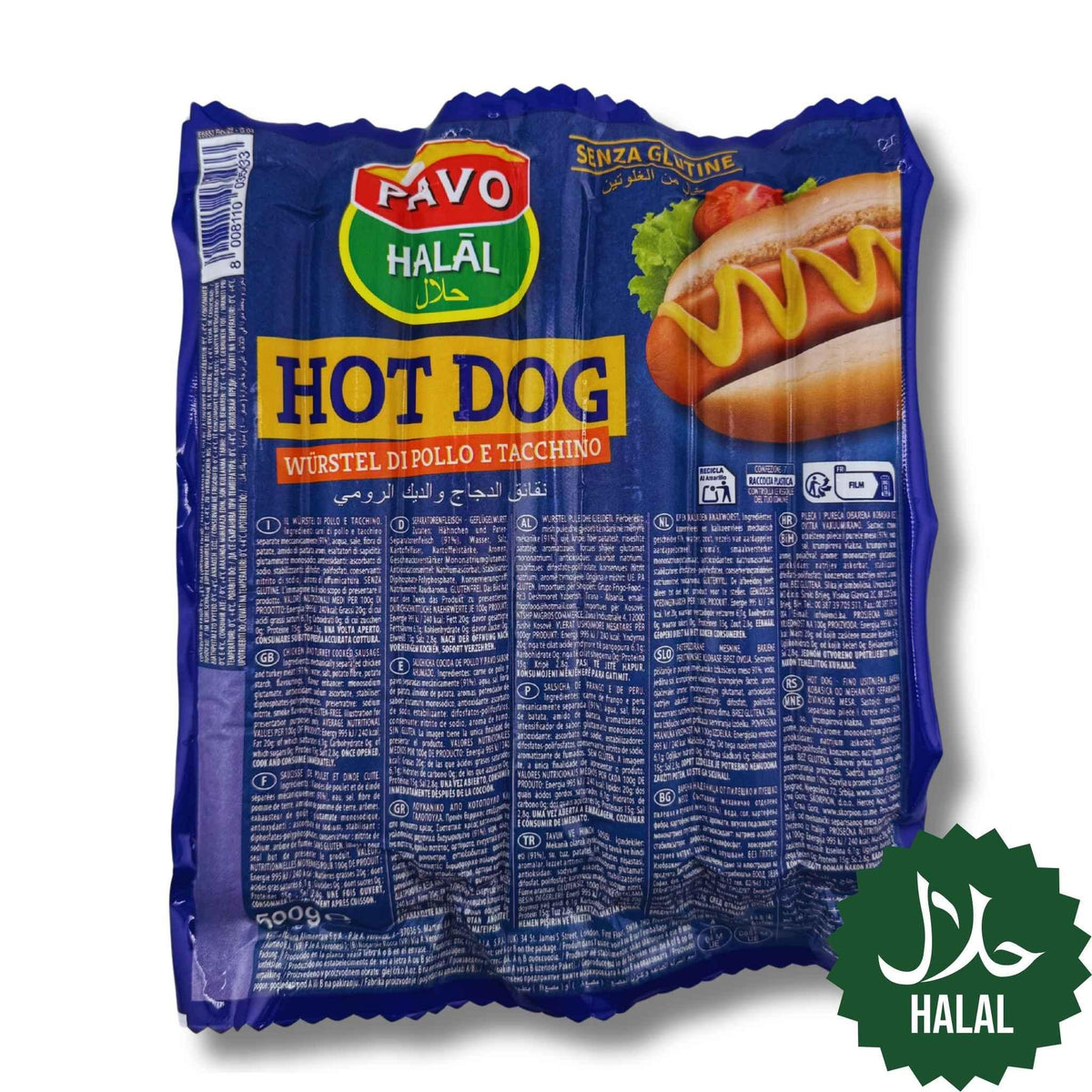 Halal Pavo Hot Dog Würstchen 500g – Geflügelwürstchen türkische Art