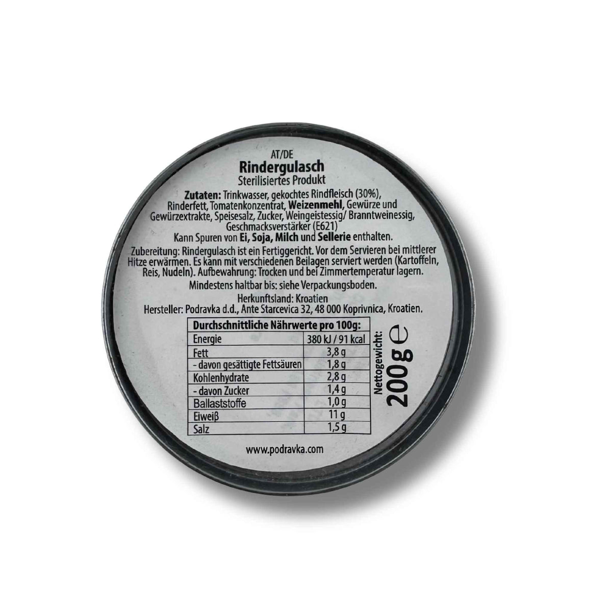 Podravka Rindergulasch Beef Goulash 200g – Rindfleischgulasch in Sauce aus der Dose