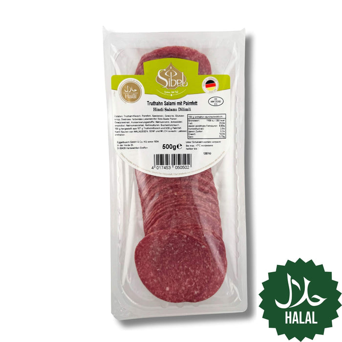 Halal Truthahn Salami 500g – herzhafte Puten-Salami nach türkischer Art