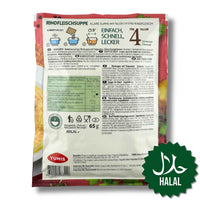 Yumis Rindfleischsuppe 65 g – Halal Instant-Suppe mit kräftigem Rindfleischgeschmack, schnell und einfach zubereitet.