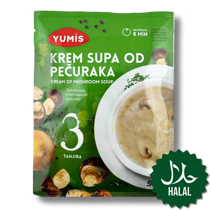 Yumis Steinpilzcremesuppe 53 g – cremige Halal Instant-Suppe mit aromatischem Steinpilzgeschmack, schnell zubereitet.