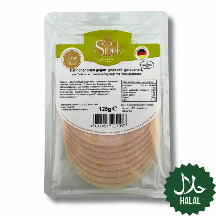 Sibel Hähnchenbrust Natur 125 g Halal – Vorderseite der Packung mit Halal-Siegel